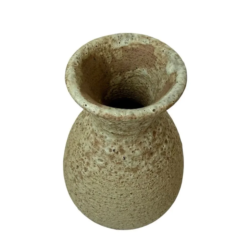 Vintage Studio Pottery Stoneware Vase Signed Modern Organic Neutral Home Decor